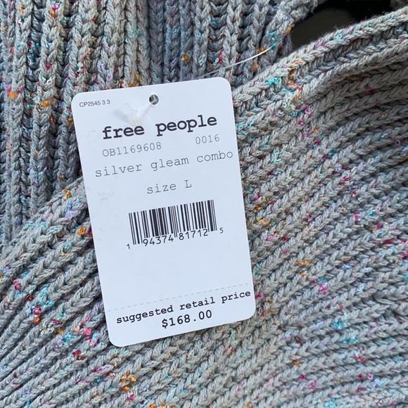 FREE PEOPLE LEO TUNIC SILVER GLEAM COMBO SWEATER - Picture 15 of 15